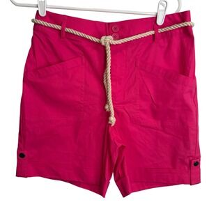 Island Collection Stella Parker Juicy Pink Rope Belt Shorts CC20170 Womens 8 NEW